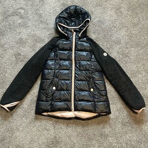 Michael Kors Girl Down Fill Black/Pink Puffer Quilted Hood Jacket Coat Sz 10/12